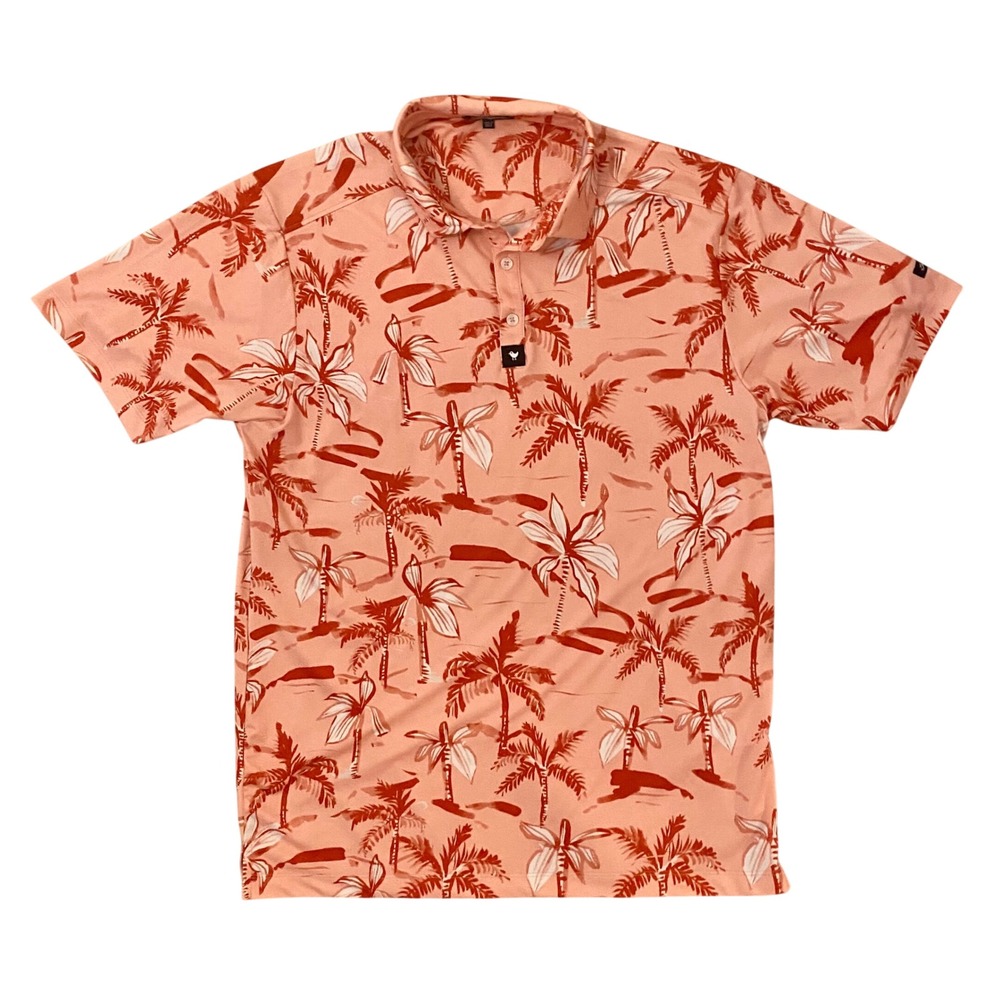 Bad Birdie "Ricky Rose" Golf Polo Shirt – Men's Large Tropical Palm Print